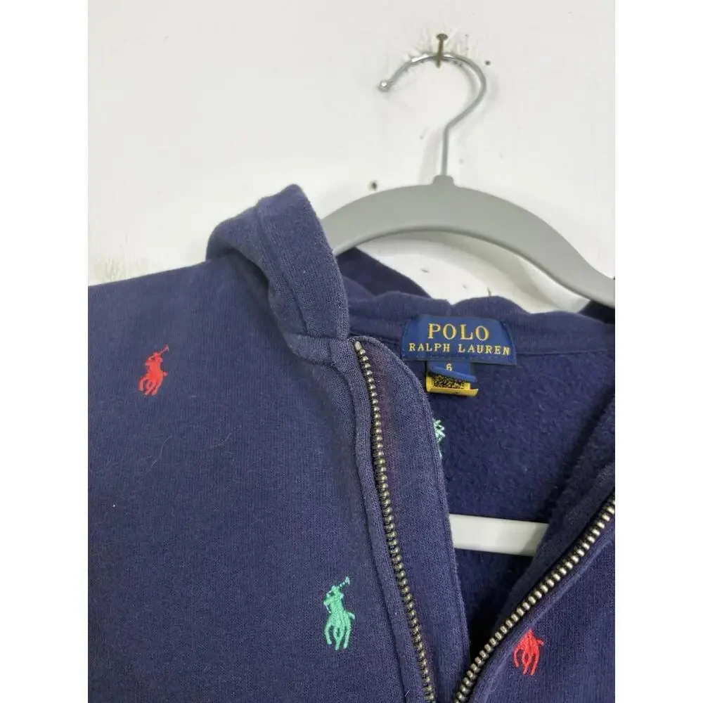 Polo Ralph Lauren Jacket Kids 6 All Over Pony Colorful Full Zip Hood Sweatshirt
